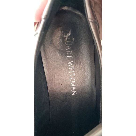 Stuart Weitzman Size 9.5M Y2K Platform Chunky Metallic Gold Loafer Shoes - Picture 8 of 11